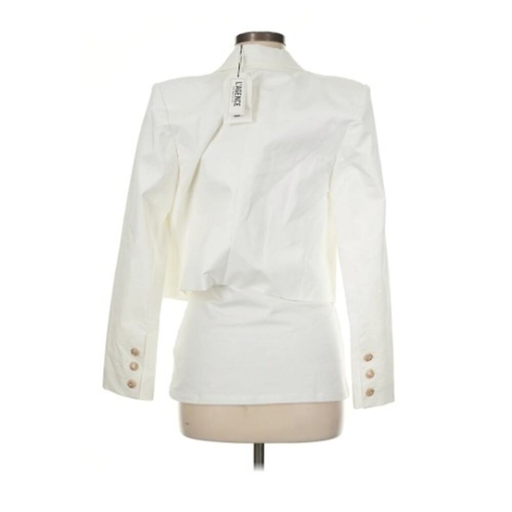 NWT LAGENCE Ivory White Crop Blazer Gold Button Double Breast Size 6 Work Blazer - Picture 5 of 10